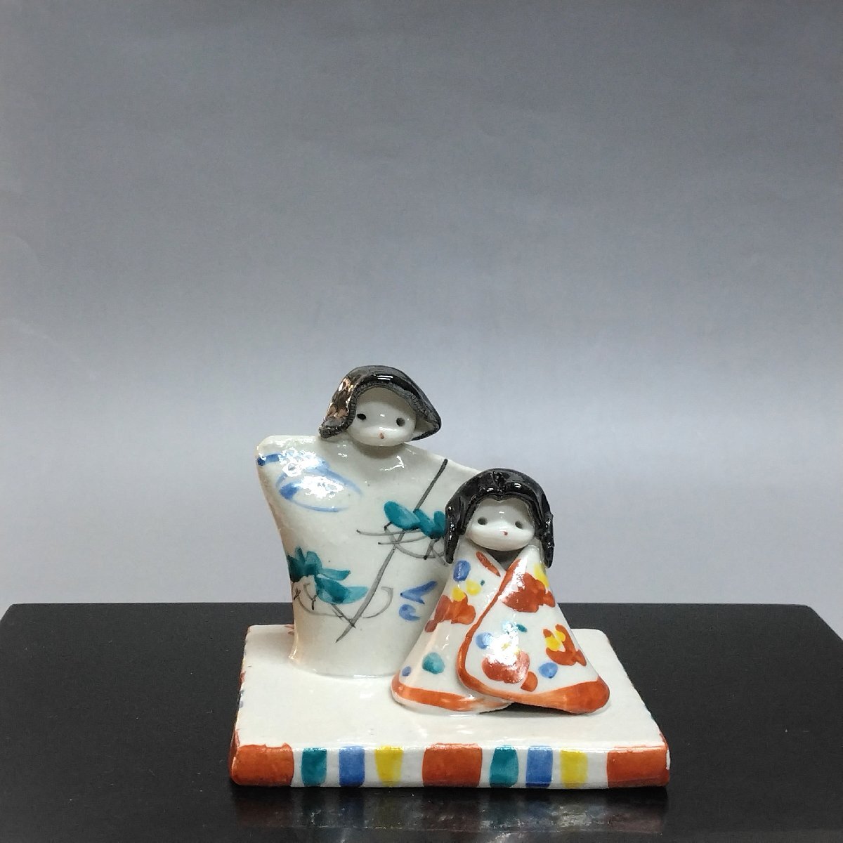 ◆◇現代工芸作家 松原朋子( MATSUBARA Tomoko) 九谷焼 創作陶人形 立雛 上巳・桃の節句 紙箱◇◆床飾り 書院飾り 置物 dbsy13212-h拍卖