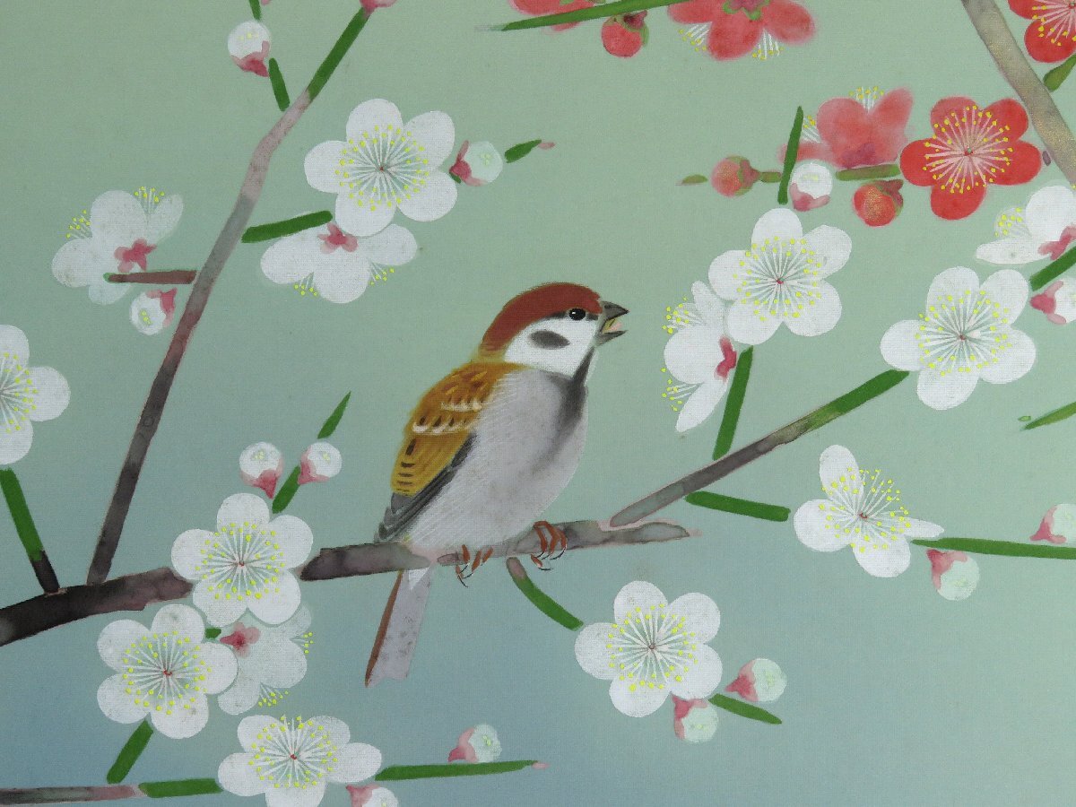 ◆◇掛軸 五十棲子元 梅雀 尺八横 物故作家掛軸 hanging scroll◇◆早春 普段掛け JY1726拍卖