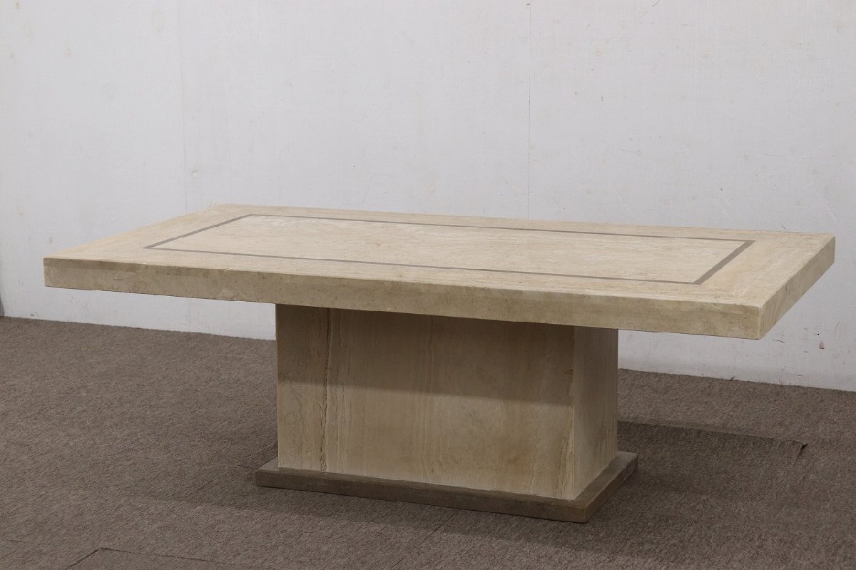 IDC 大塚家具 センターテーブル 「IM5450」天然石 トラバーチン 幅130cm 重さ約80kg 11-C049/1/C1拍卖