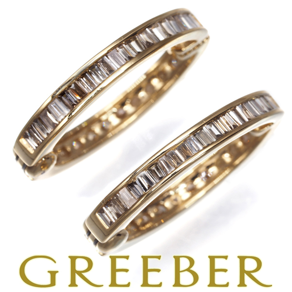 GSTV イヤリング ブラウンダイヤ ダイヤモンド 0.50ct/0.50ct ピアリング フープ リバーシブル K18YG BLJ/GENJ拍卖