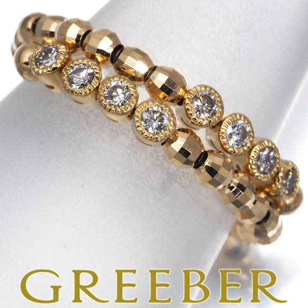 ダイヤ ダイヤモンド 0.25ct フリーサイズ カットミラーボール リング K18YG/ワイヤー 指輪 GENJ拍卖