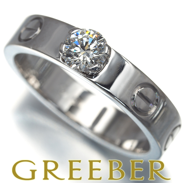 カルティエ リング ダイヤ ダイヤモンド 0.24ct F IF 3EX ミニラブ ソリテール 47号 K18WG 鑑定書 指輪 BLJ拍卖