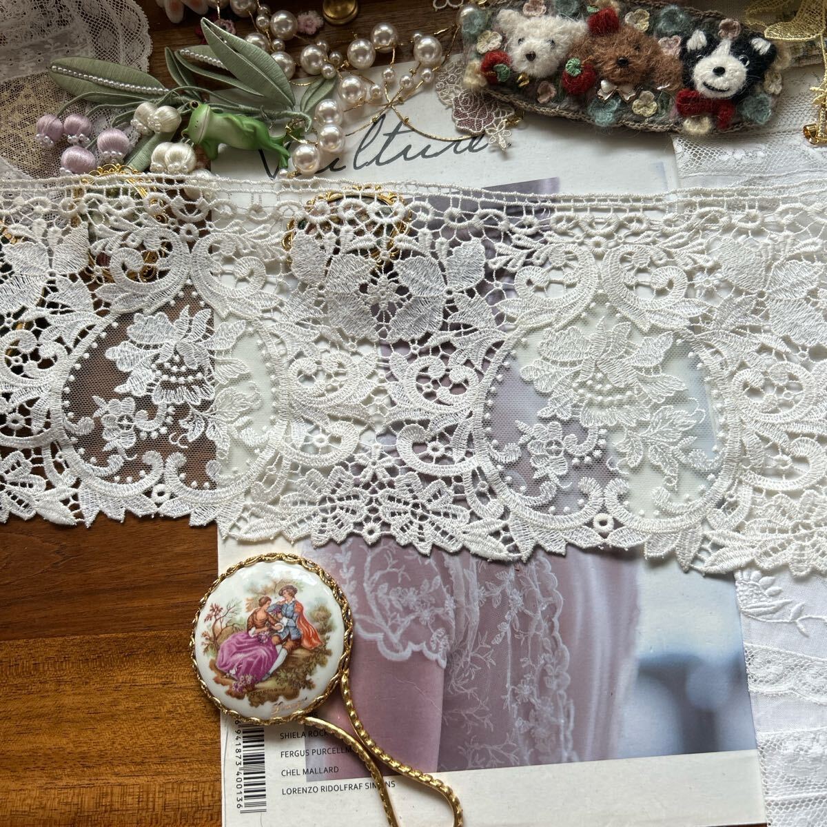 1m フランス 綿刺繍 チュール、ケミカルレースお5-57拍卖