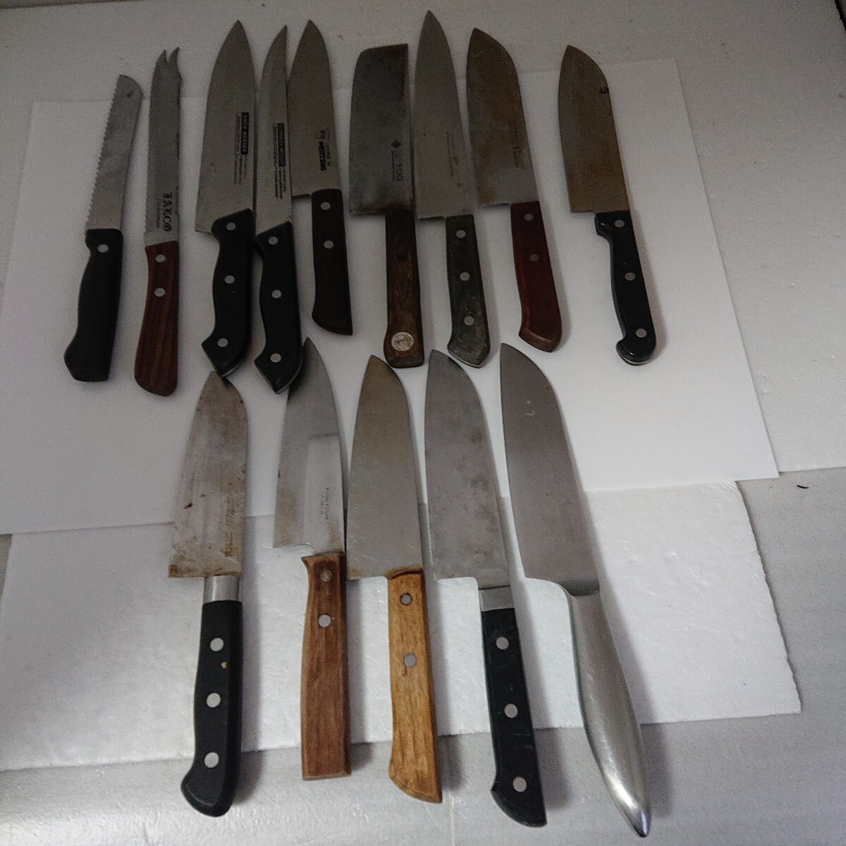 【包丁14点まとめ売り】 和包丁 万能包丁 洋包丁 三徳包丁 料理包丁 パン切包丁 STAINLESS 当時物 現状品 ぷらみ 1106 25拍卖