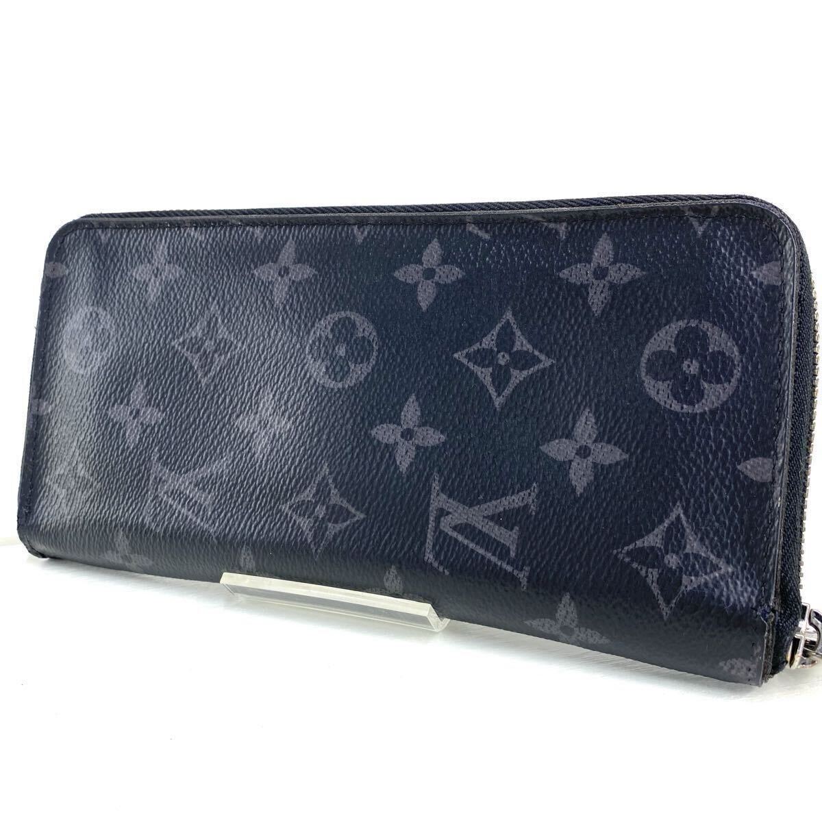【美品】 ルイヴィトン ヴェルティカル モノグラム エクリプス ジッピーウォレット 長財布 メンズ M62295 黒 ブラック1円 1スタ拍卖
