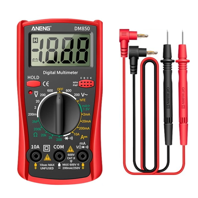 I 高機能デジタルテスター レッド デジタルマルチメータ電気自動AC/DC 電流 電圧 抵抗 計測 電圧電流測定器 デジタルディスプレイテスター拍卖