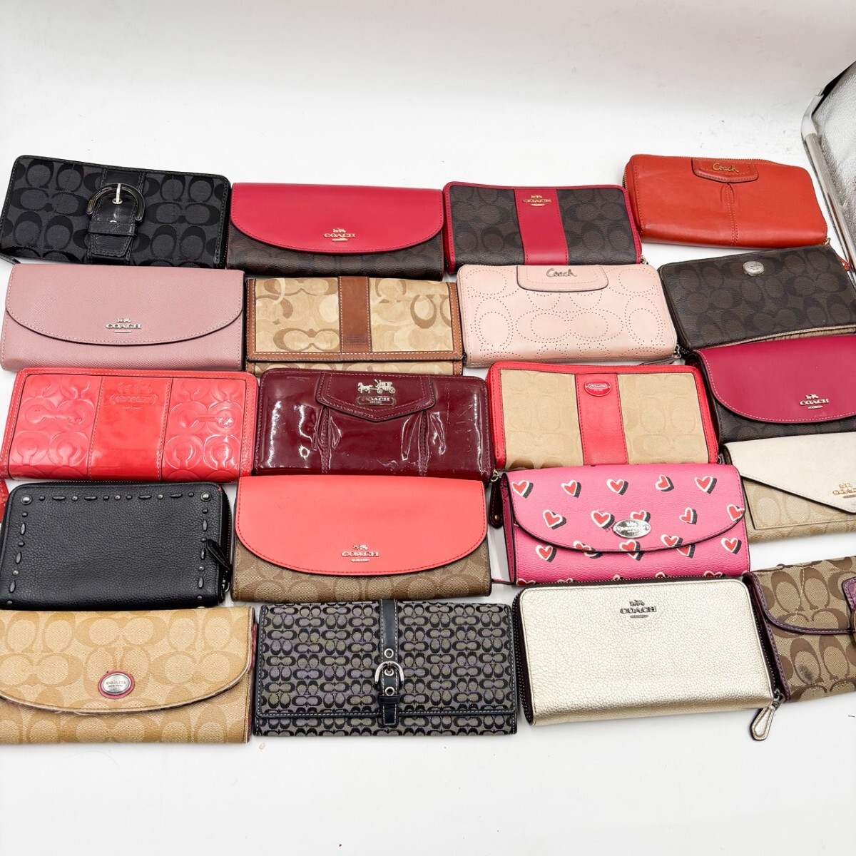 1円スタート コーチ COACH 長財布 シグネチャー レザー ラウンドファスナー PVC 山 大量 セット まとめ拍卖