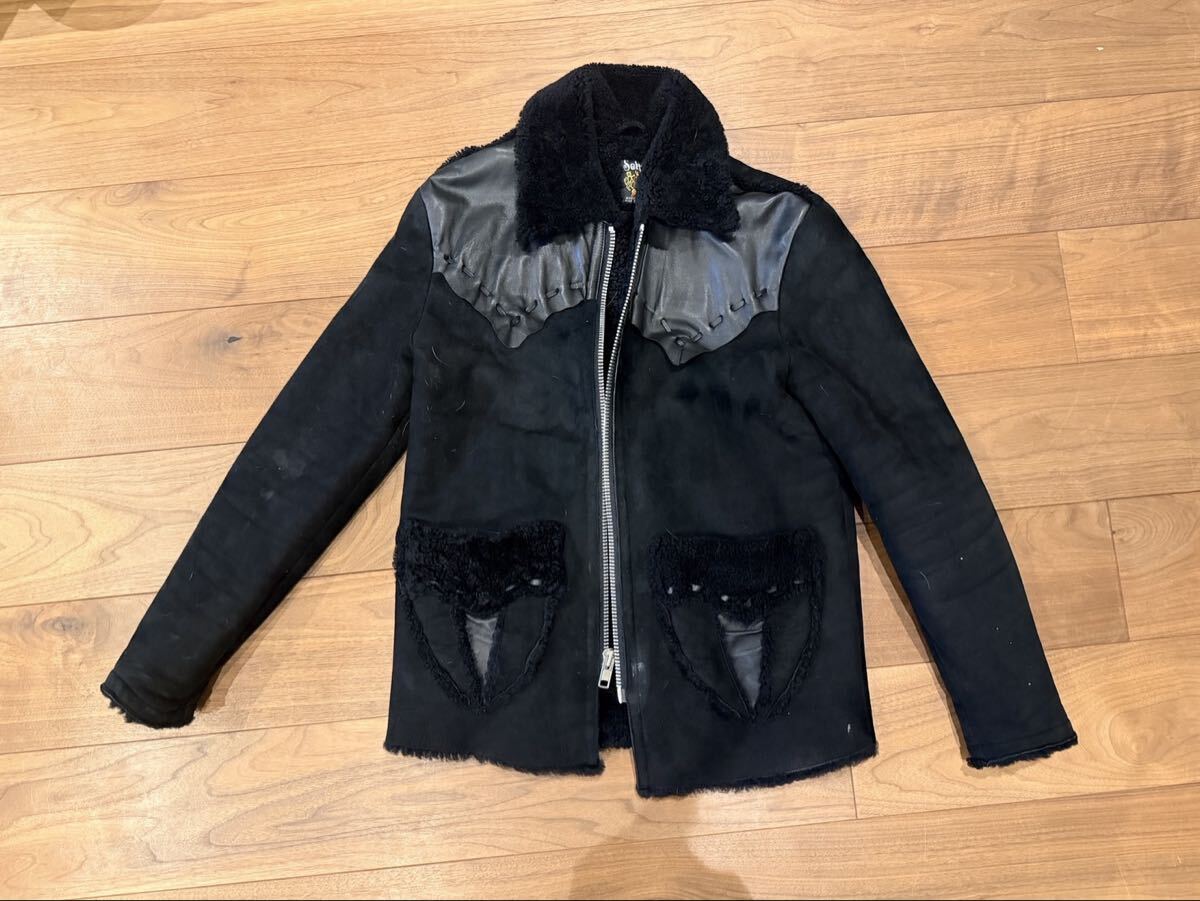 Schott(ショット)本革ムートンジャケット Mブラック 中綿/ムートン内装 美品 10回使用拍卖