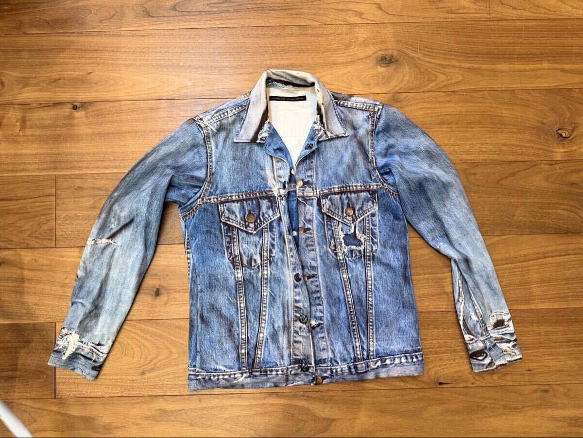 TALKING ABOUT THE ABSTRACTION 転写デニムジャケット ヴィンテージ加工 【美品】拍卖