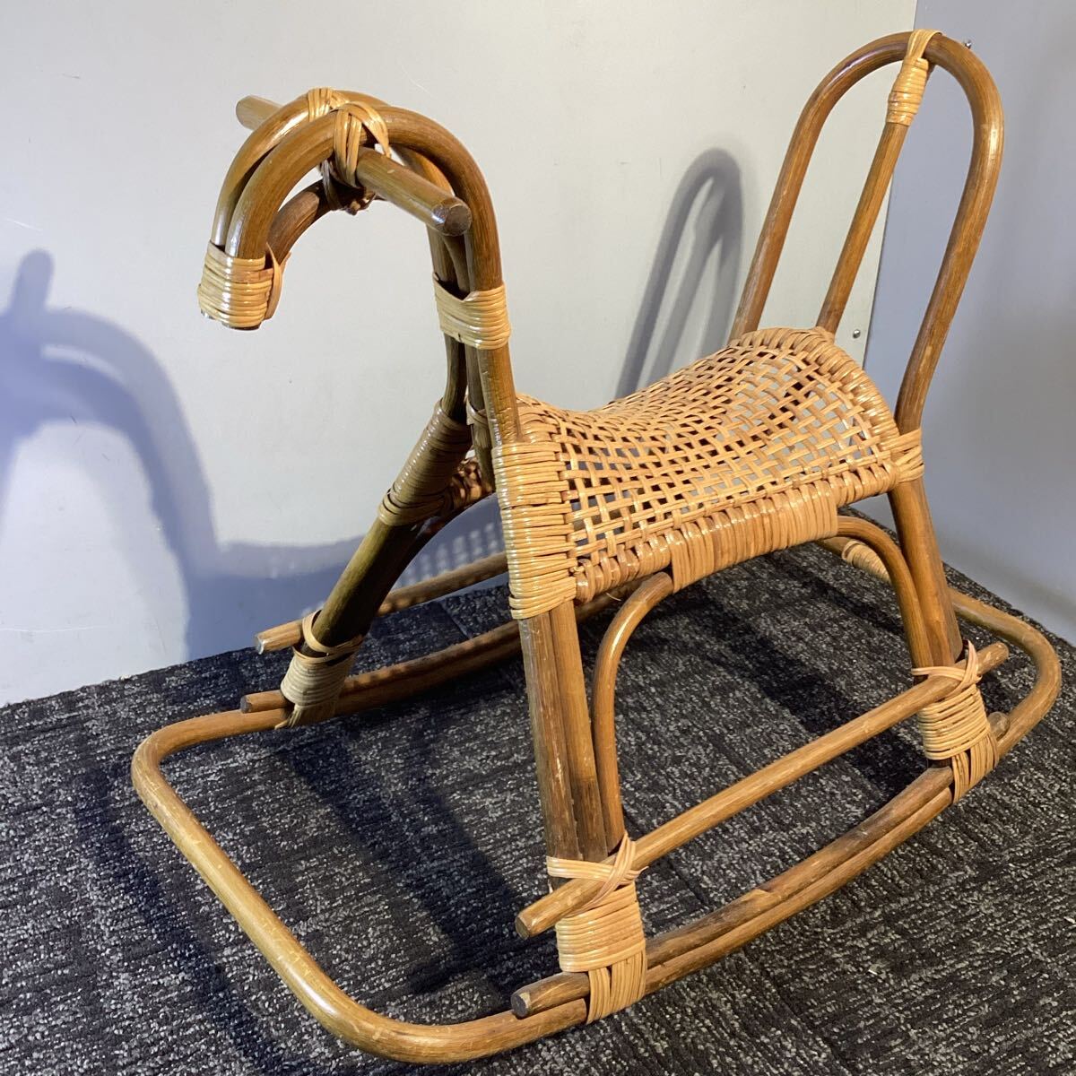 dn471 籐製 木馬 アンティーク ロッキングホース 昭和レトロ拍卖