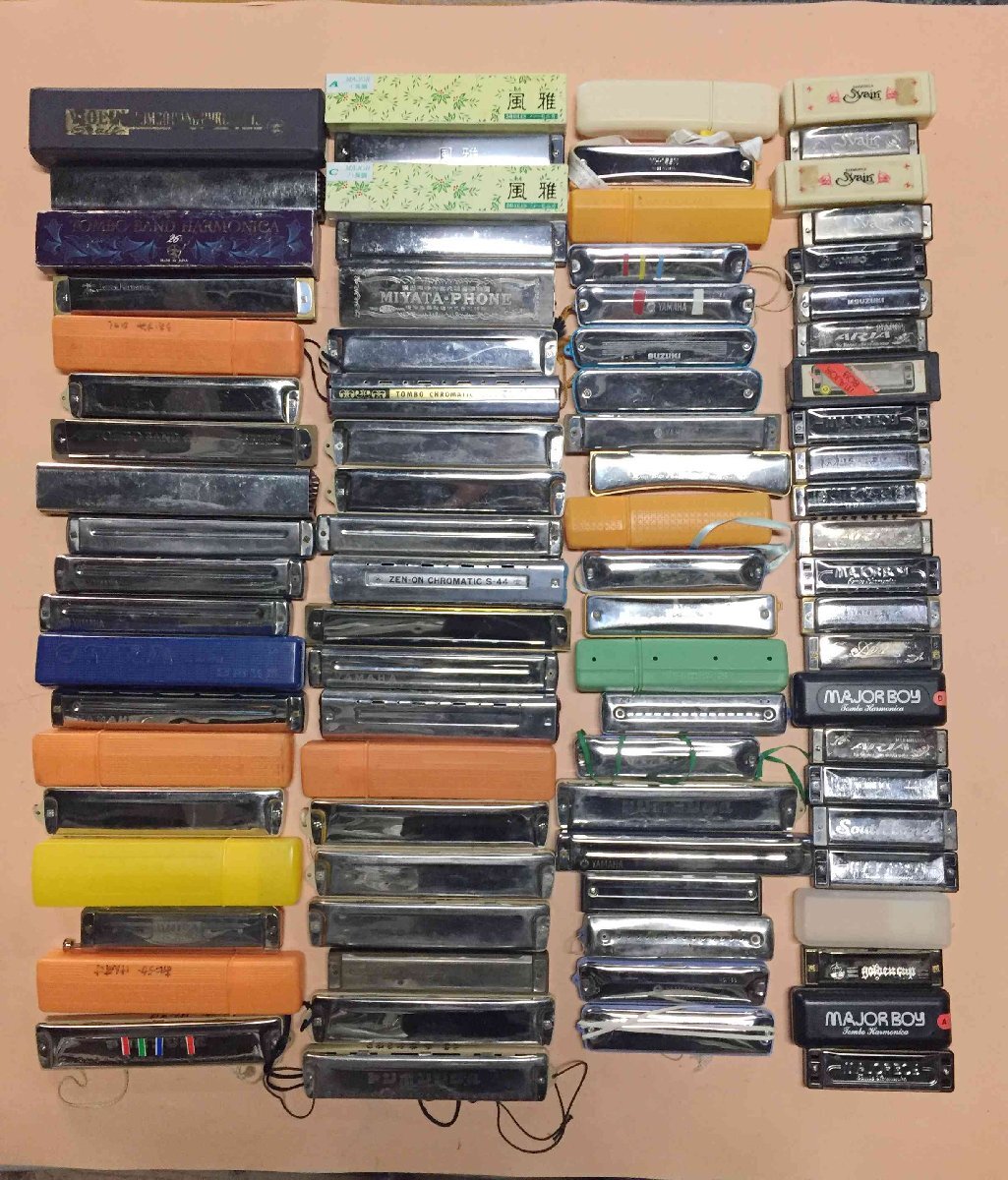 ハーモニカ【G447】65個まとめ ブルースハープ BLUESHARP ARIA MAJORBOY Tombo トンボ YAMAHA ヤマハ A/D/C 【未確認】 251122拍卖