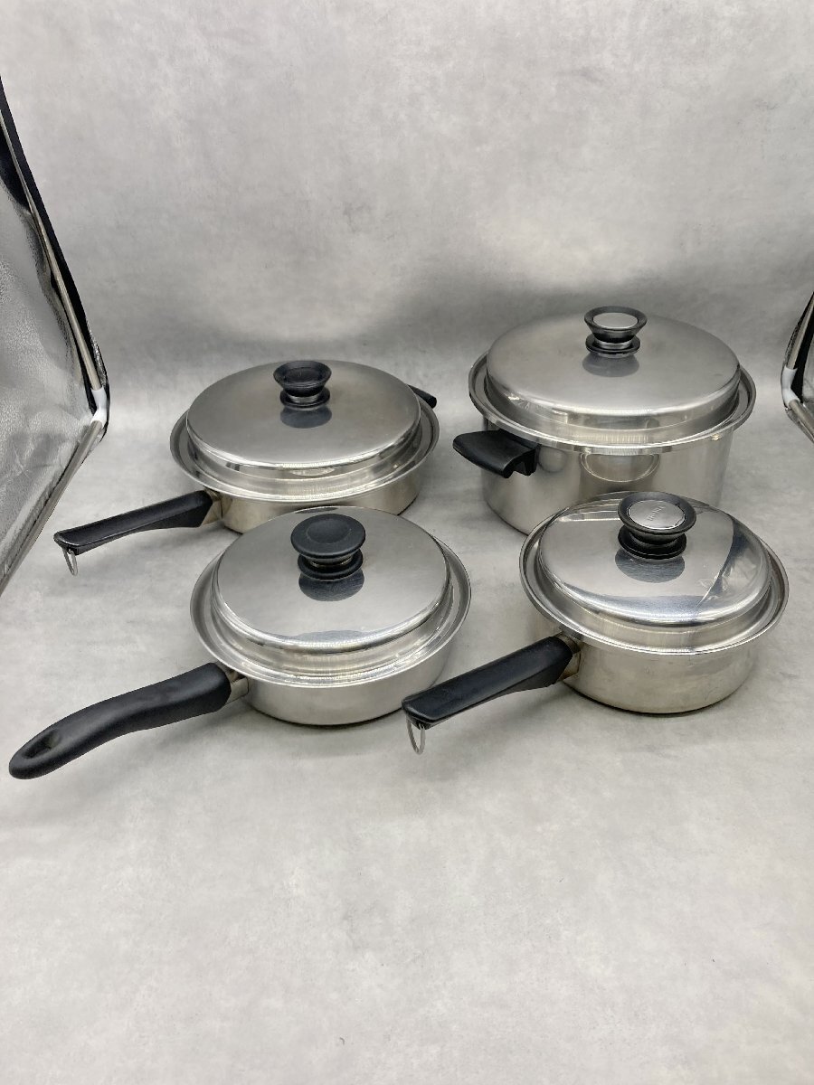 鍋 4台まとめ【F1123◎】Amway Queen 18/8 STAINLESS STEEL 両手鍋 片手鍋 直径 約26cm / 約27cm / 約22cm / 約20cm【中古】250915拍卖
