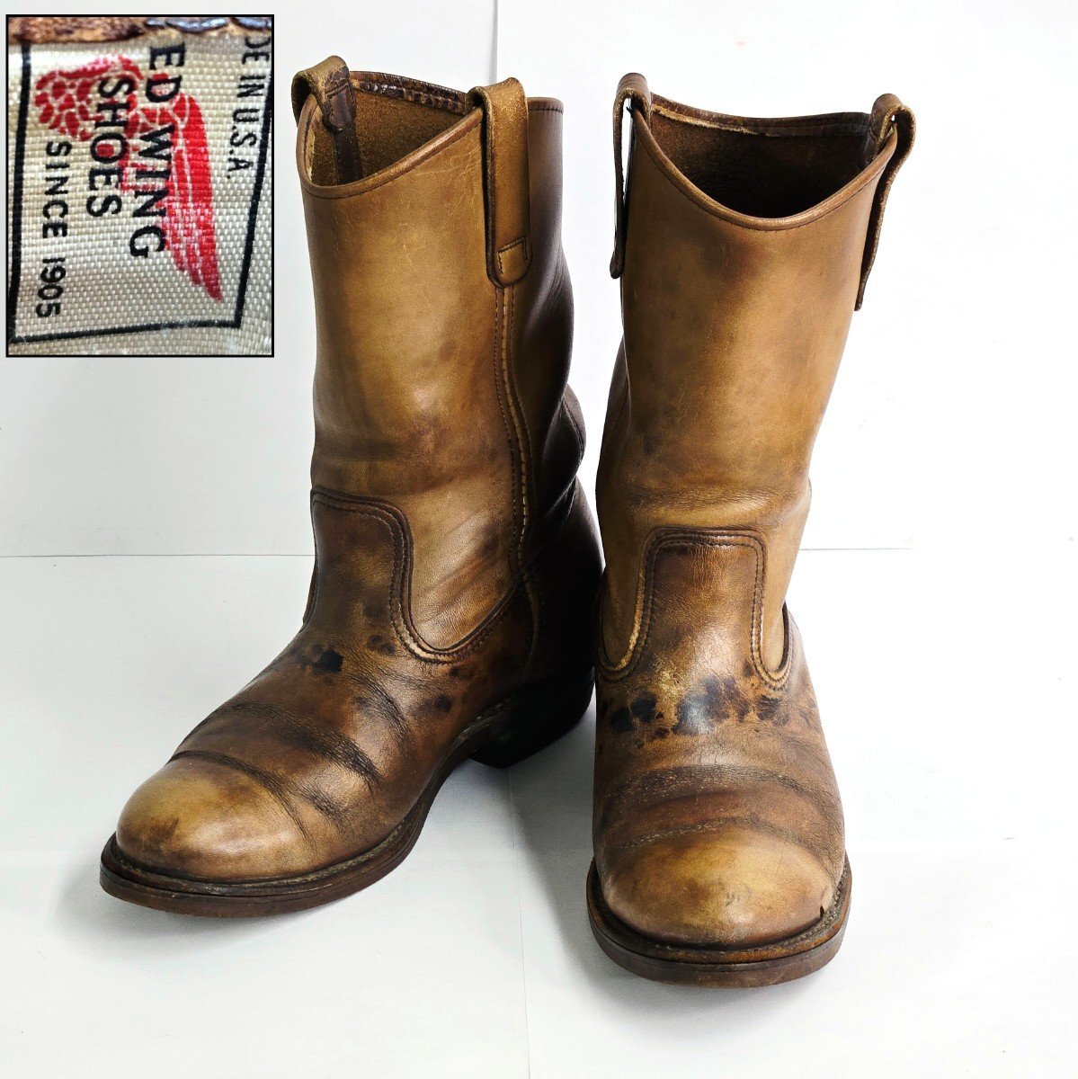 REDWING レッドウィング ペコスブーツ サイズ7E 縦羽タグ made in USA ブラウン 茶 PECOS ヴィンテージ コレクション 希少品拍卖