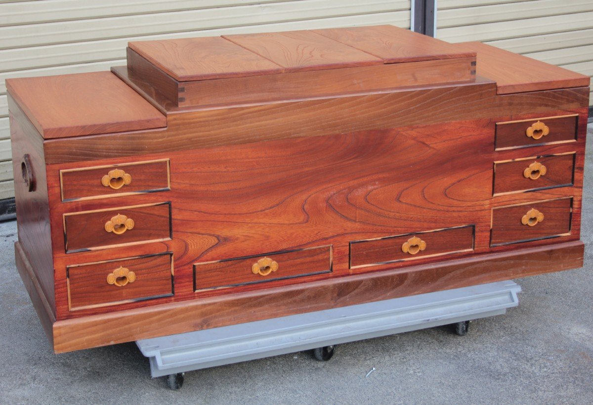 火鉢 長火鉢 全長1150mm テーブル 古民具 和家具 蓋付き センターテーブル 骨董 民芸 木製 レトロ アンティーク インテリア拍卖