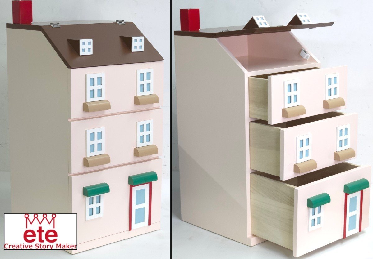 ete えて Creative Story Maker タウンチェスト 1番地 静岡家具 W35×D38×H74cm 収納 整理 引き出し かわいい おしゃれ 子ども おもちゃ箱拍卖