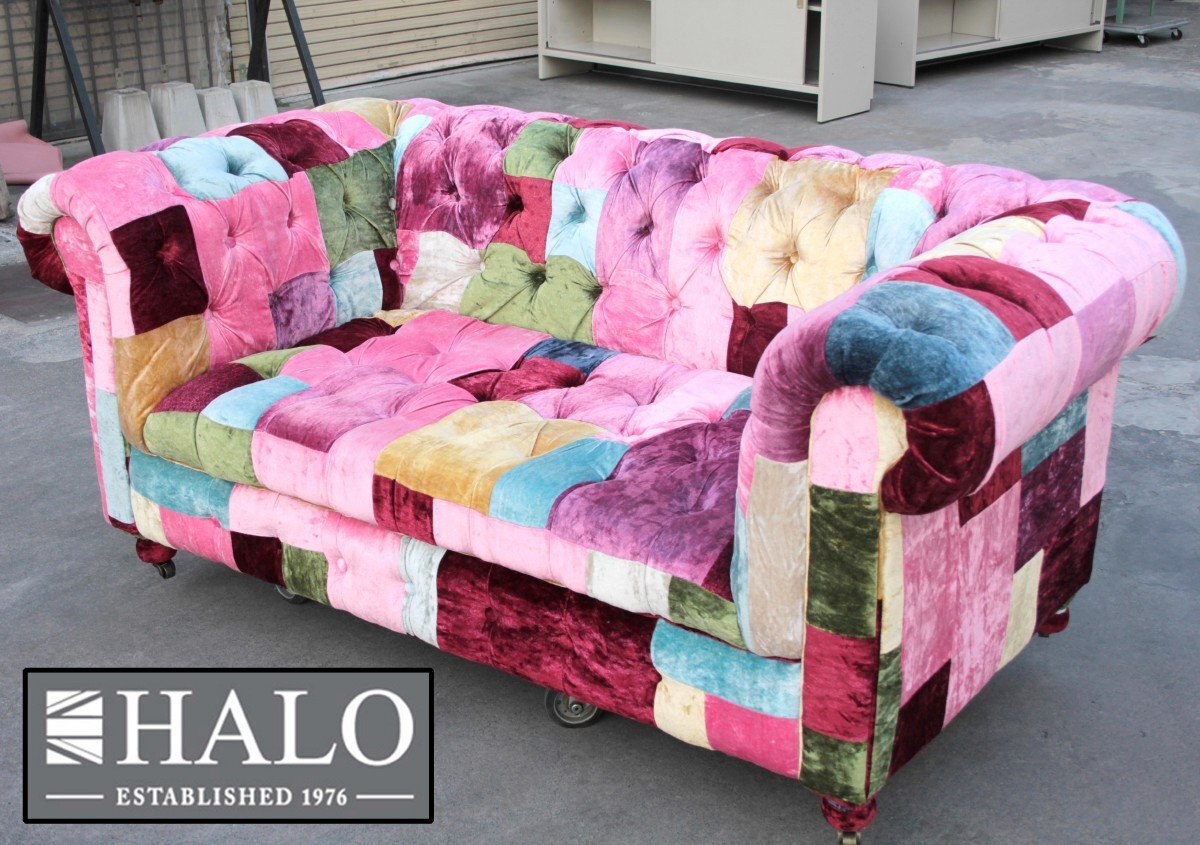 HALO ハロ ベンジントン ベルベットパッチワークボヘム 2人掛けソファ ソファ 家具 椅子 英国 ヴィンテージ拍卖