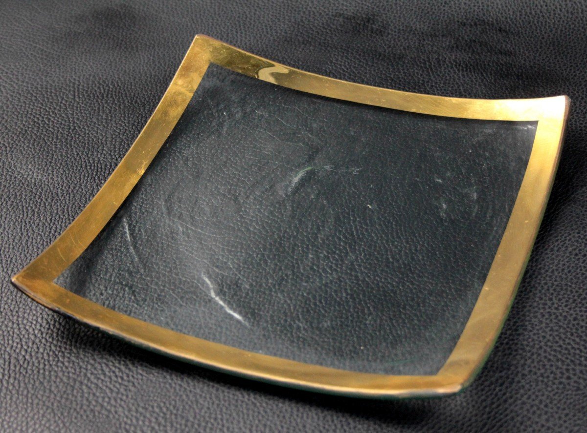 ANNIEGLASS アニーグラス 角皿 24K 24金 金縁 ガラス製 硝子 平皿 四角平皿 プレート 食器 インテリア拍卖