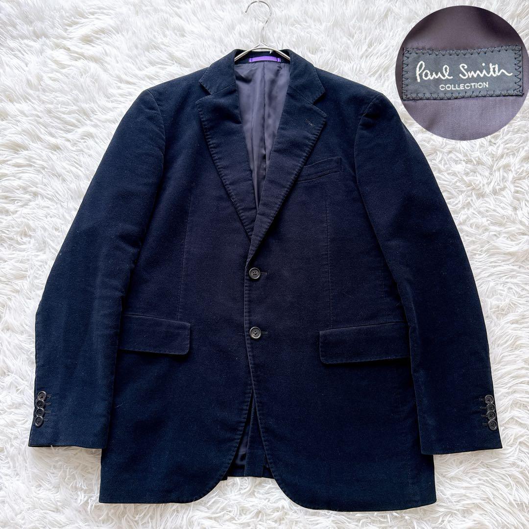 Paul Smith COLLECTION ポールスミスコレクション ベロア調テーラードジャケット Mサイズ ネイビー ウール ネイビー 紺 メンズ フォーマル拍卖