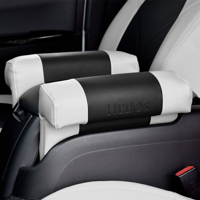 HELIOS 200系 ハイエース S-GL GL アームレスト PVCレザー 左右セット ホワイト x ブラック コンソール 内装 高品質 トヨタ拍卖