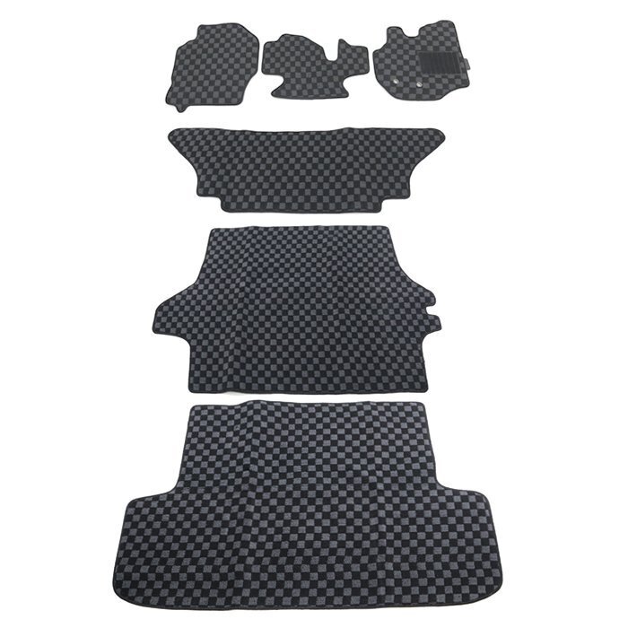 200系 ハイエース 標準 S-GL フロアマット チェック 柄 黒 / 灰 6点セット 新品 フロント リア 荷室 1台分 内装 カスタムパーツ トヨタ拍卖