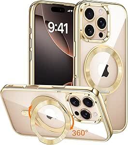iPhone 16 Pro Max 用 ケース MagSafe対応 CDリング 360°回転スタンド 縦横両対応拍卖