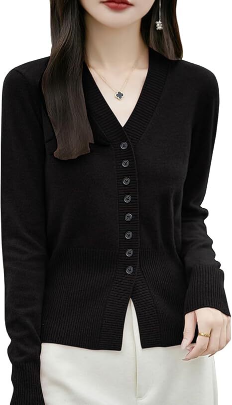 カーディガン レディース 春 オフィス ゆったり ニット 無地 カジュアル XL拍卖