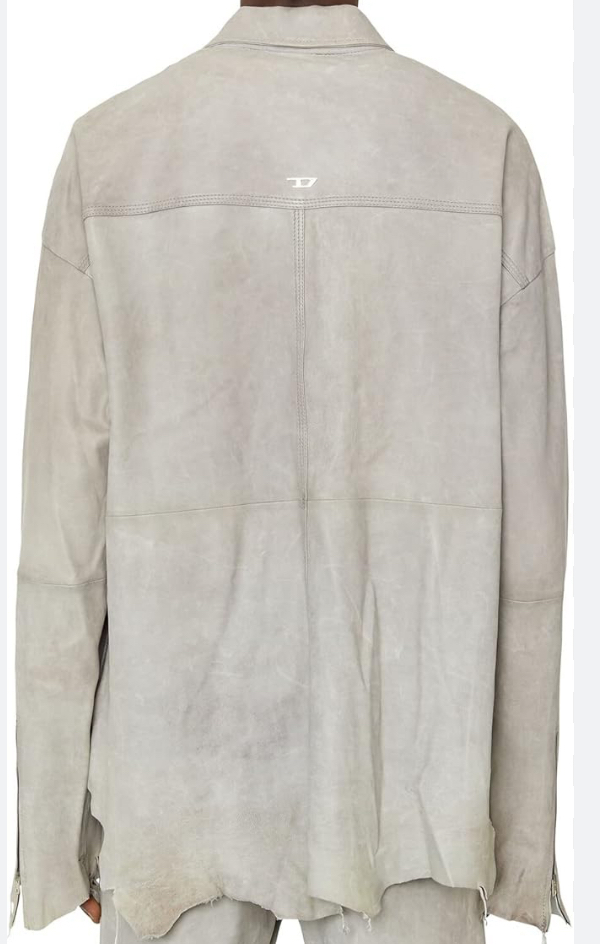 ★新品未使用/DIESEL/価格159500円★タグ付 メンズ DIESEL オーバルディー ロゴ チャーム 本革 レザージャケット ホワイトグレー M拍卖