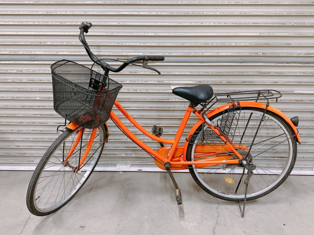 中古 26インチ 自転車 鍵付き オレンジ色 ママチャリ サイクリング 通勤 通学 じてんしゃ 引取歓迎 茨城県常陸大宮市 1110か1 O 西拍卖