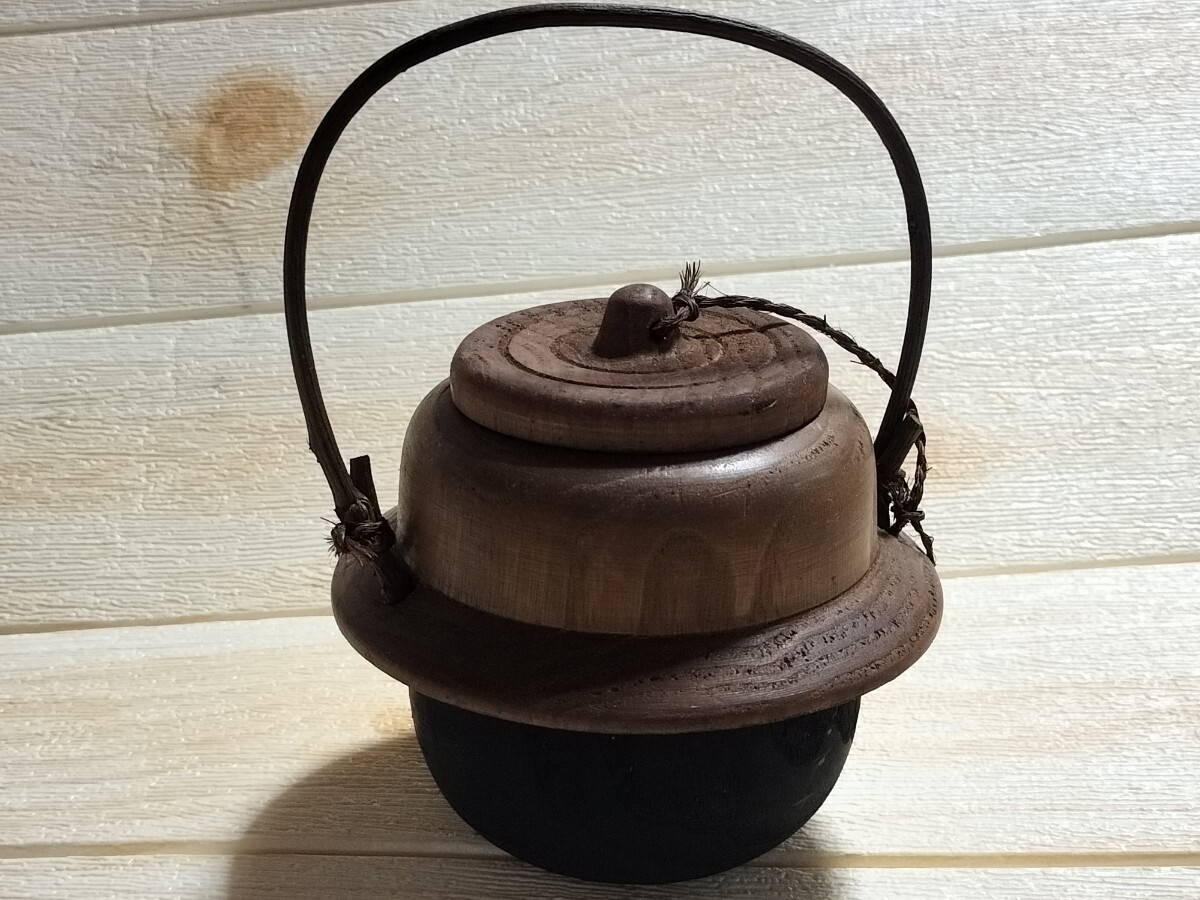 レア!古い!天然木製!木彫り 茶釜!釜型!小物入れ!オブジェ!ヴィンテージコレクション!v2拍卖
