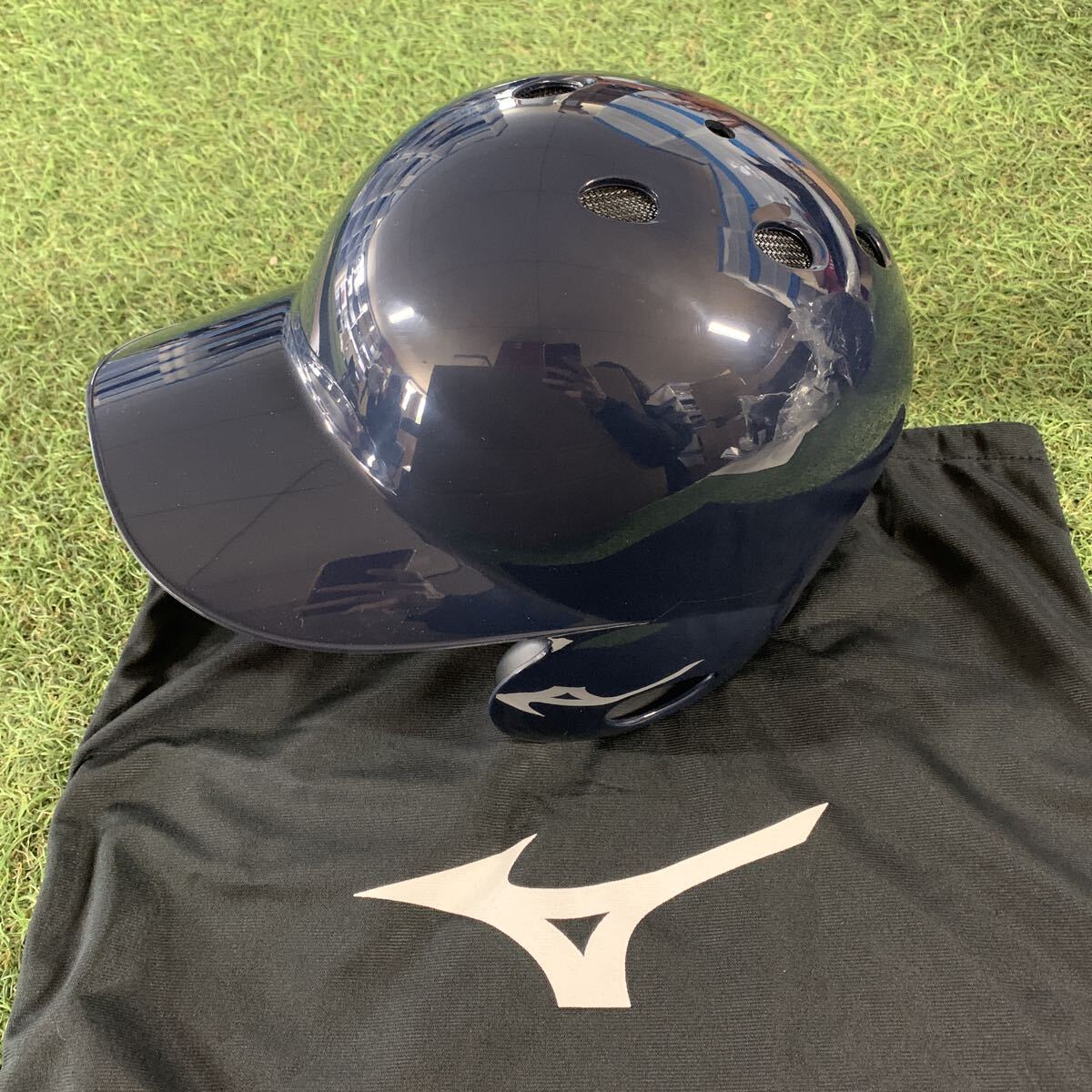 RK009-U32 MIZUNO ミズノ ヘルメット 2HA-177 硬式野球用 両耳付打者用 Mサイズ ネイビー 野球 傷汚れ有り 未使用 展示品 ヘルメット拍卖