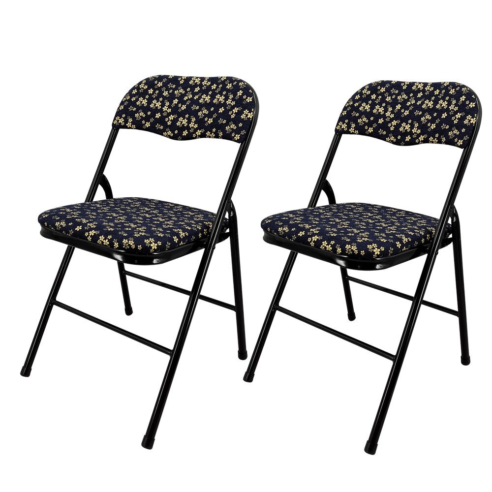 折畳み椅子 ジェネリック家具 2脚set 和モダンチェア オリジナル 和柄 伝統文様 可愛い シンプル 折畳み コンパクト パイプチェア桜散らし拍卖