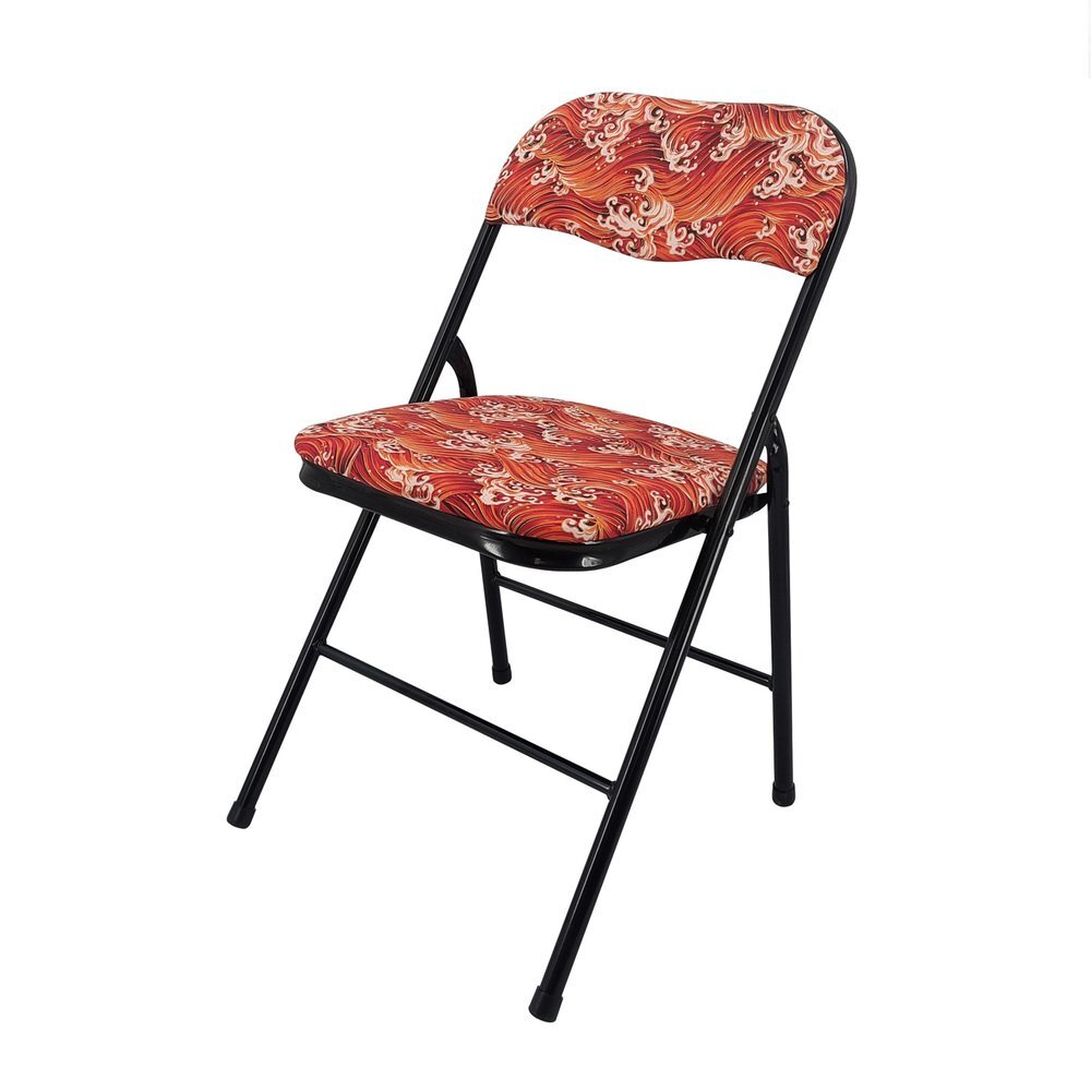 折畳み椅子 ジェネリック家具 和モダンチェア オリジナル 和柄 伝統文様 可愛い シンプル 折畳み コンパクト パイプチェア 赤波拍卖