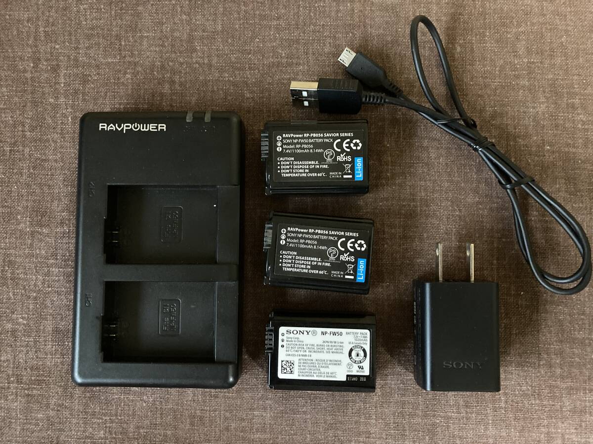 【約送料スタート】ソニー NP-FW50 互換 社外バッテリーチャージャー 社外バッテリー2個+おまけ拍卖