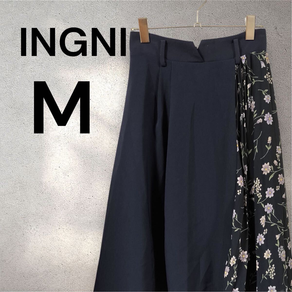 イング プリーツスカート ネイビー M 匿名配送 INGNI スカート 花柄拍卖