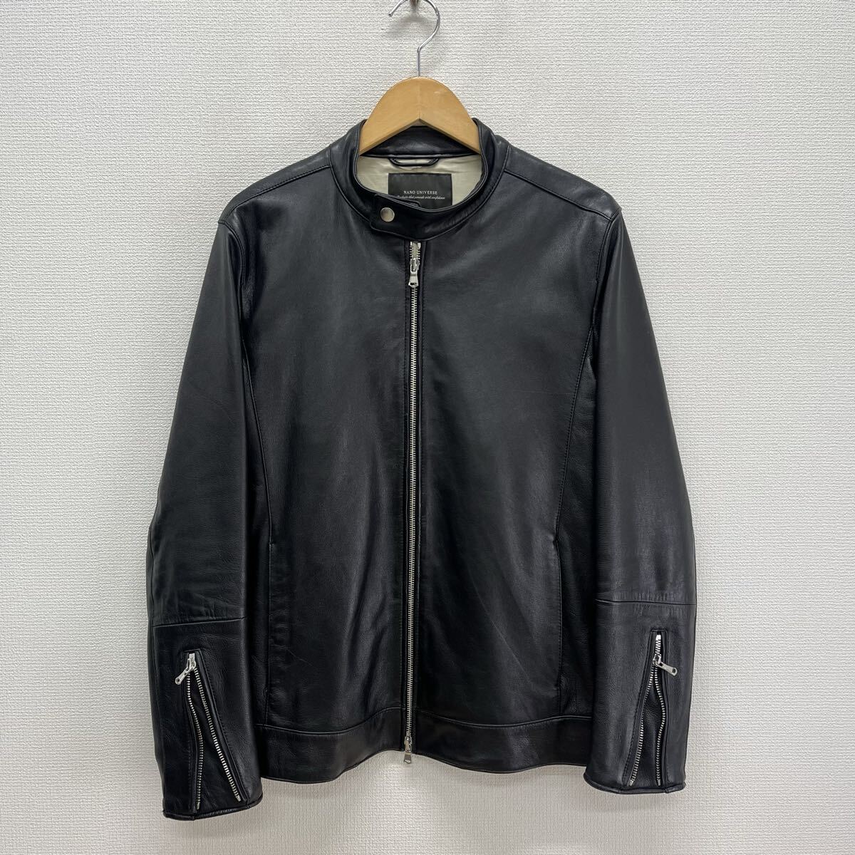 nano・universe ナノユニバース 668-0113001 ラムレザー シングル ライダースジャケット 羊革 M 10129657拍卖