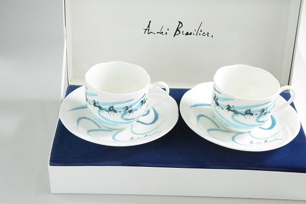 乗馬クラブ コーヒーカップ&ソーサー2客 ギフトセット箱入り/cs143拍卖