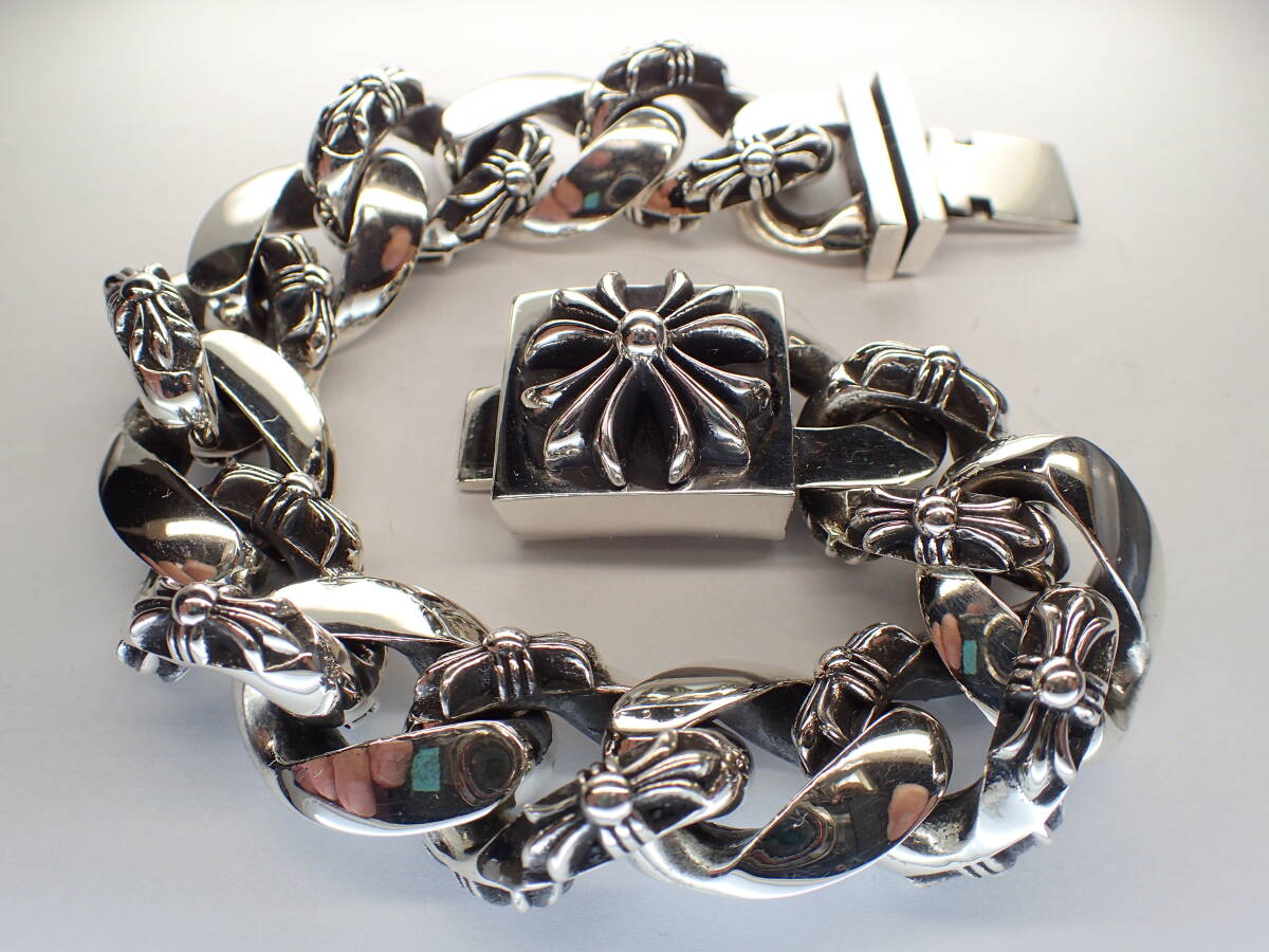 ★CHROME HEARTS★ ファンシーCHプラスボックスIDブレスレット13リンク ★正規品174g拍卖
