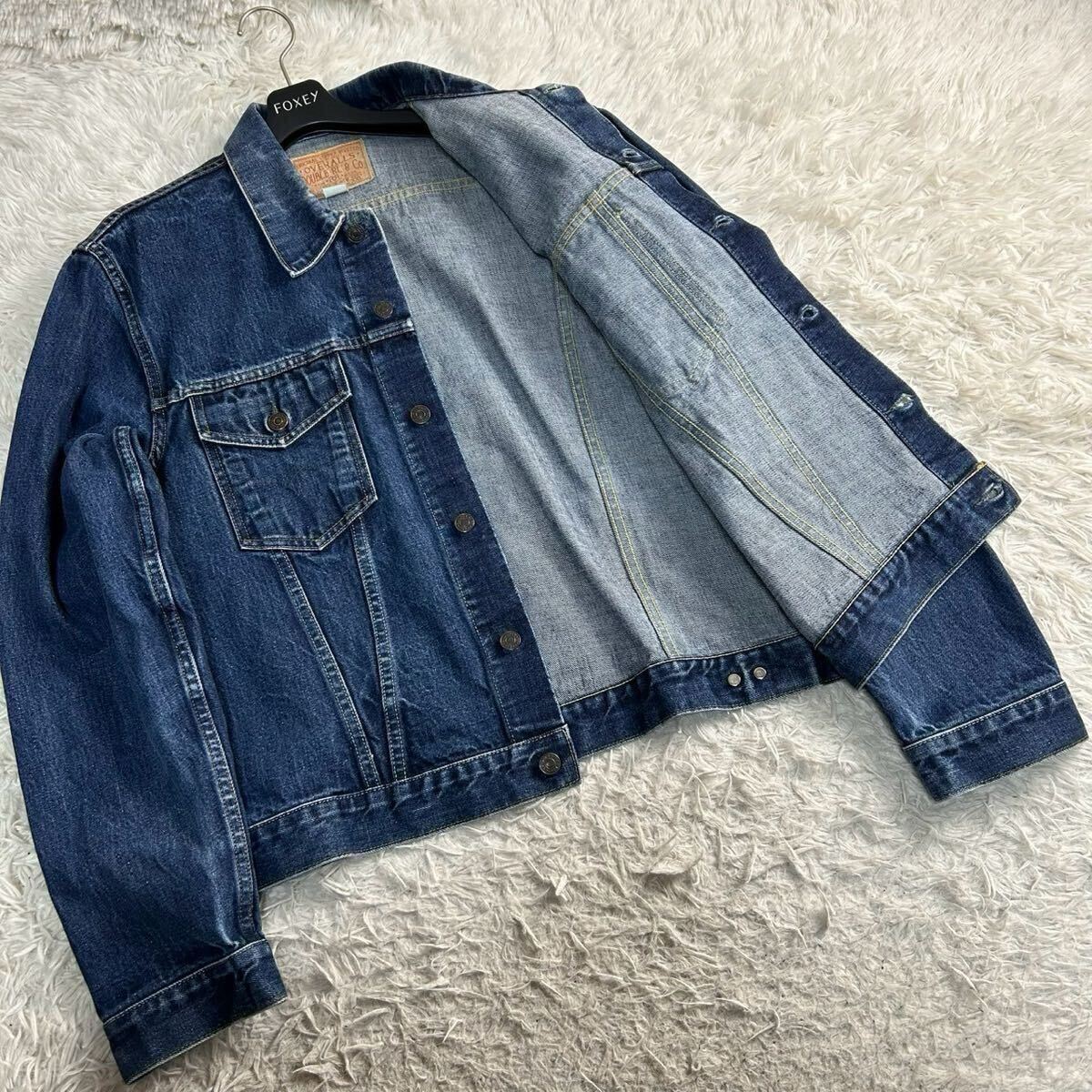 ●超渋!最高の1着!/超希少XXL RRL ダブルアールエル デニムジャケット 3rd ジージャン Gジャン 鬼ヒゲ ハチノス 刻印釦 インディゴ USA製拍卖