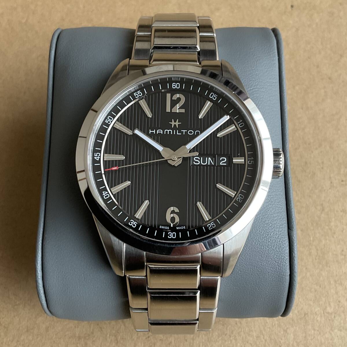 【ハミルトン】美品 稼働 ブロードウェイ H433110 電池交換済み 箱あり メンズ クォーツ【1円~】拍卖
