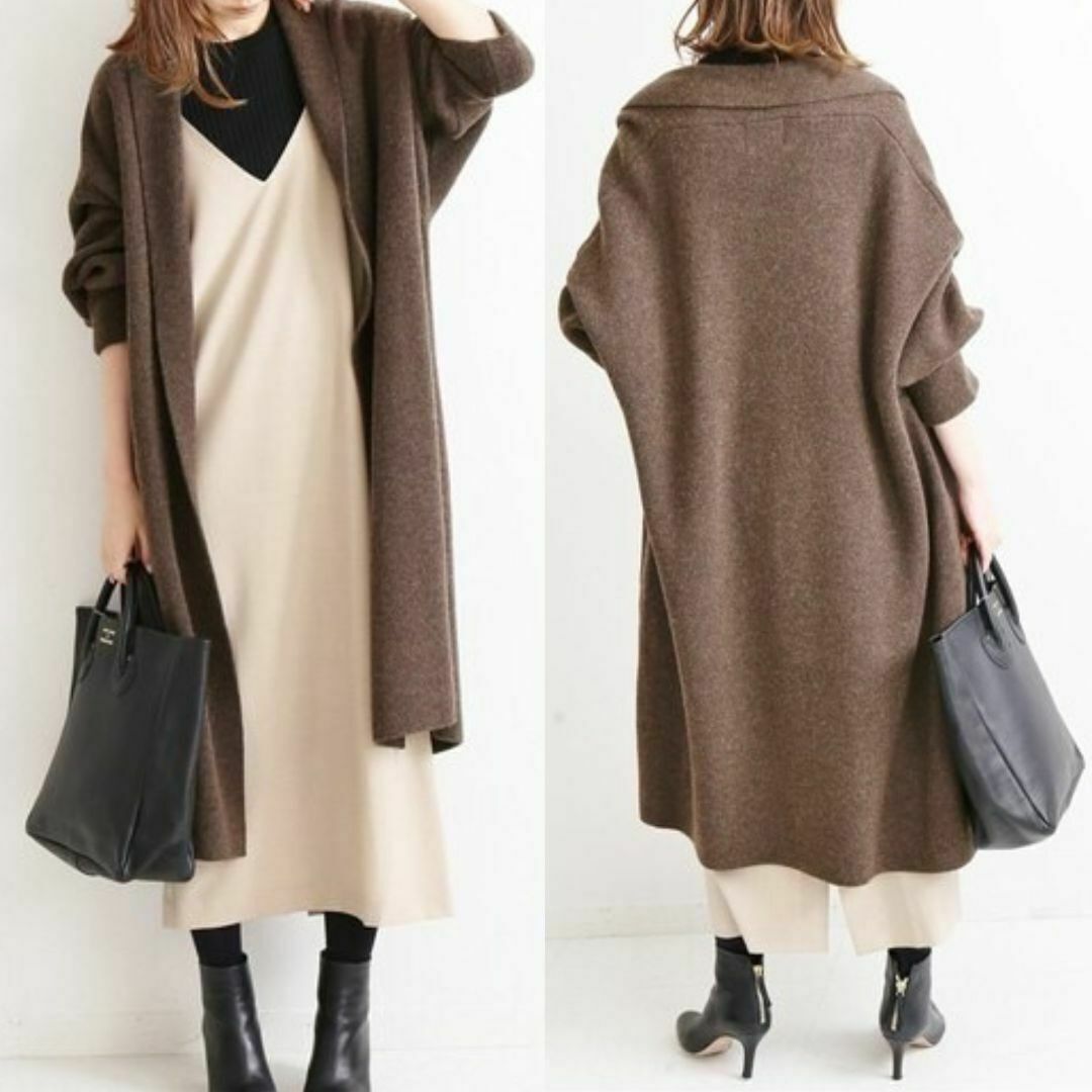 IENA ニットガウンコート ブラウン イエナ ニットカーディガン ニットコート拍卖