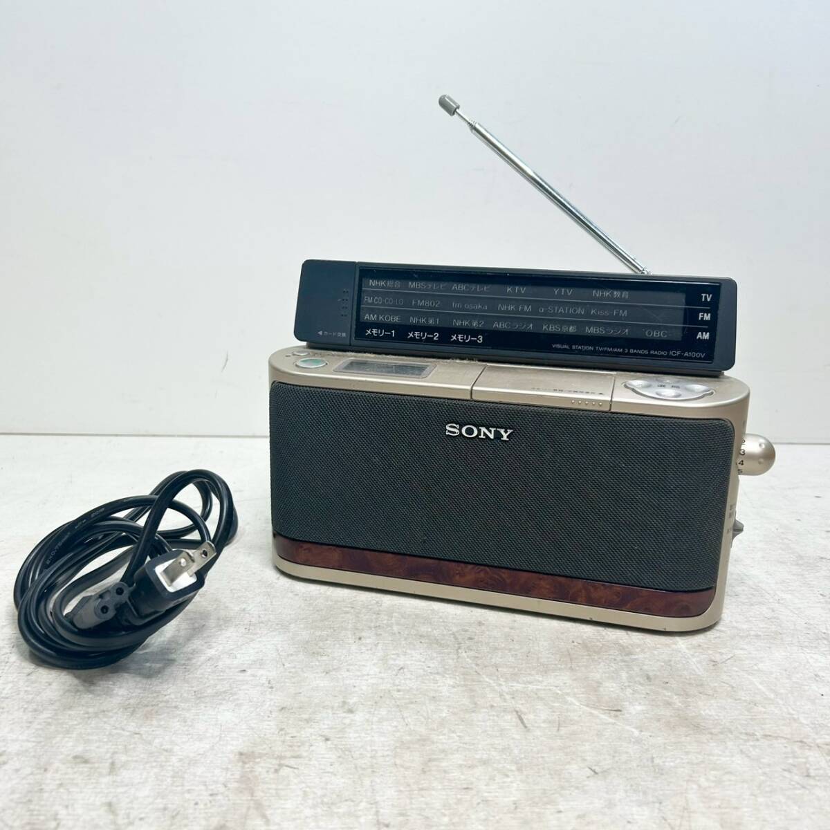 M17▲動作品 SONY TV FM AM 3 BANDS RADIO ICF-A100V 電源コード付き (非純正)現状品拍卖