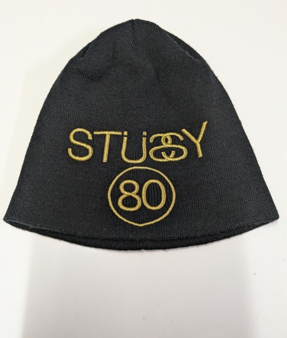 OLD STUSSY ビーニー 刺繍ロゴ ブラック拍卖