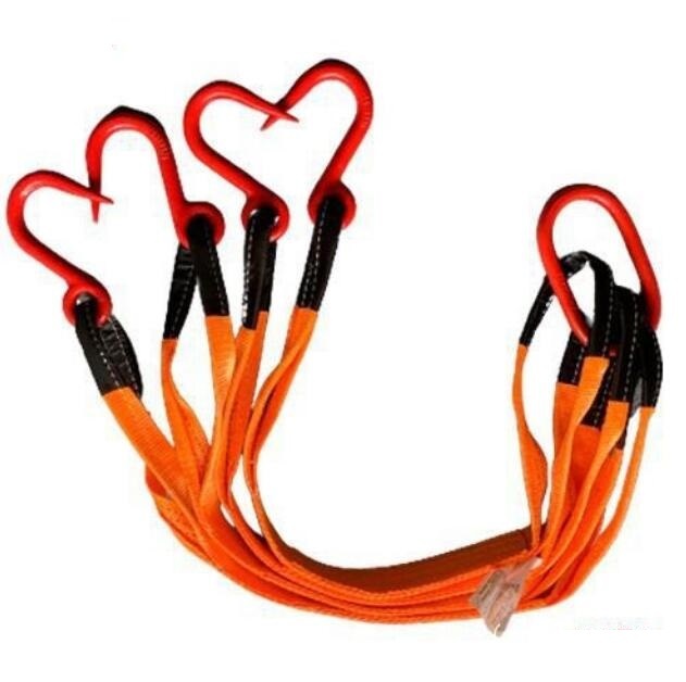 新入荷4点吊りスリングベルト 玉掛け用金具付き ベルトスリング 4 炭素鋼製 フック付き リング付き ポリエステル製 ベルト長さ1m 耐荷重4t拍卖