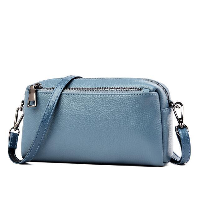 新入荷レディース 本革 牛革 ショルダーバッグ レザー ブラック スマホポーチ ミニバッグ ポシェット 肩掛け 斜め掛け 牛革 ブルー拍卖