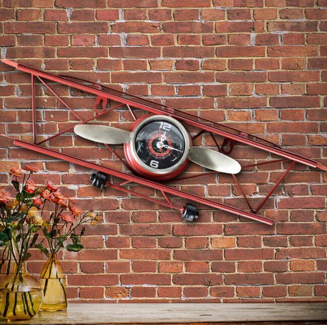 新入荷アナログ壁掛け時計 アメリカン プロペラレトロ 航空機 リビングルーム インテリア 壁の装飾 アメカジ拍卖