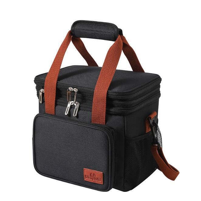 新入荷保冷バッグ ランチバッグ 2way 二層式 保冷保温 15L 大容量 黒色 保温 断熱バッグ クーラーバッグ キャンプ アウトドア ブラック拍卖