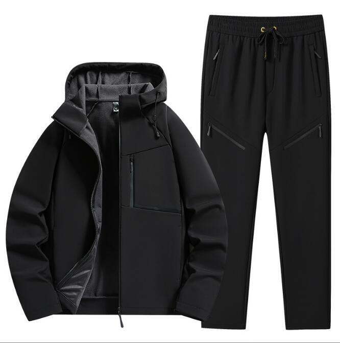 新入荷マウンテンパーカー 上下セット メンズ セットアップ 裏起毛 暖かい 防寒 ウインドブレーカー 上下 セット /黒L拍卖