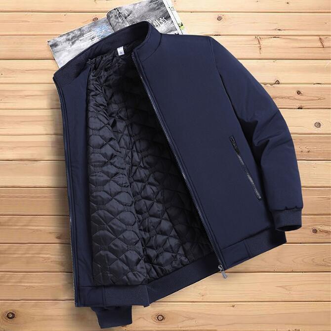 新入荷ジャケット メンズ 厚手ジャケット 40代 50代 無地 ビジネス ブルゾン ゆったり スイングトップ 暖かい 防寒 アウターブルーXL拍卖