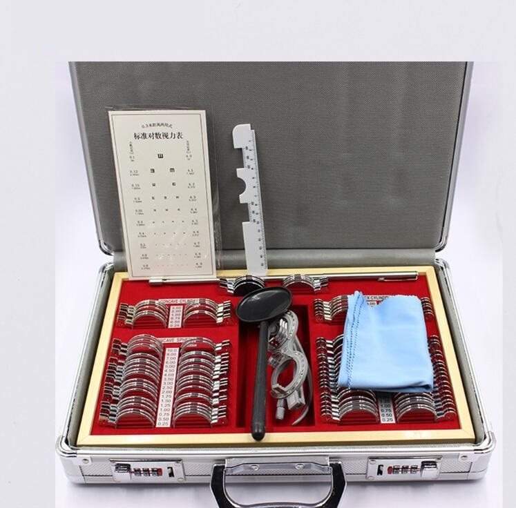 新入荷104個 光学レンズトライアルレンズセット 目テスト検眼 トライアルレンズケース金属トリムボックスアルミケース拍卖