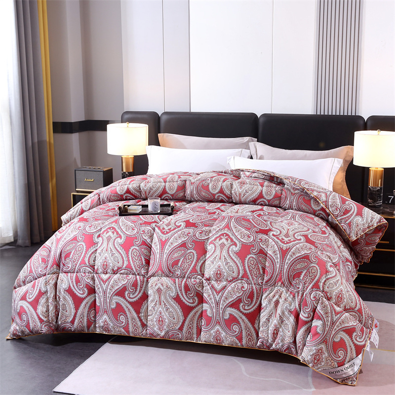 新作秋冬羽毛布団シングル 3.5kgホワイトダックダウン95% ロング冬用掛け布団羽毛ふとん羽毛掛け布団50マス立体キルト暖かい7色 レンガ拍卖